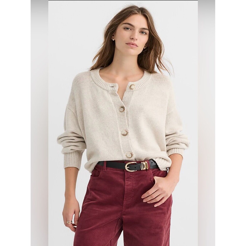 LOFT Oversized Chunky Cardigan Silver Strand Heather Size LP